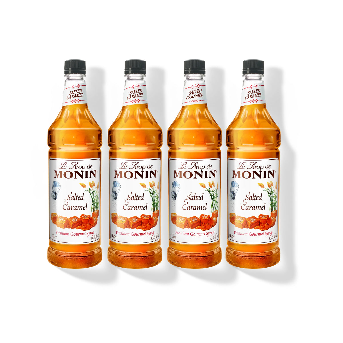 Monin Salted Caramel Syrup 1L Plastic Bottle (Pack of 4)