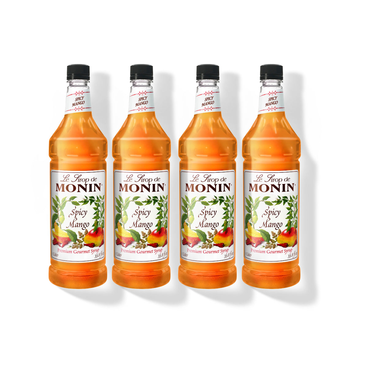 Monin Spicy Mango Syrup 1L Plastic Bottle (Pack of 4)