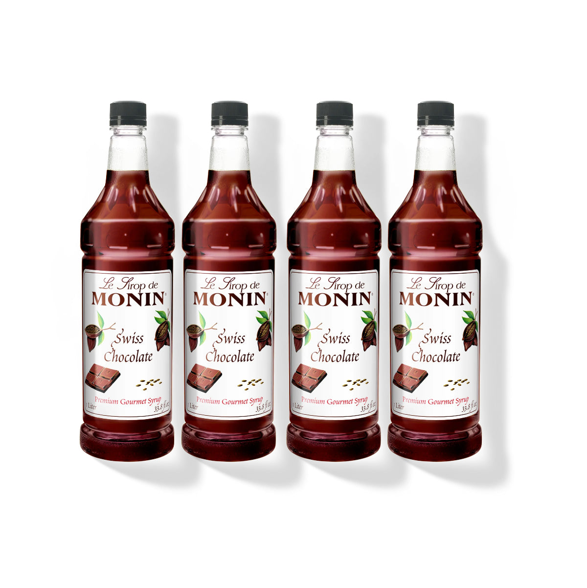 Monin Swiss Chocolate Syrup 1L Plastic Bottle (Pack of 4)