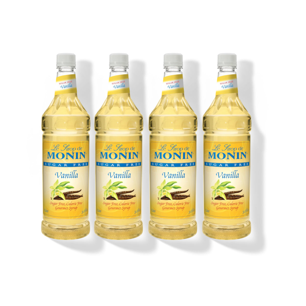 Monin Sugar Free French Vanilla Syrup 1L Plastic Bottle (Pack of 4)