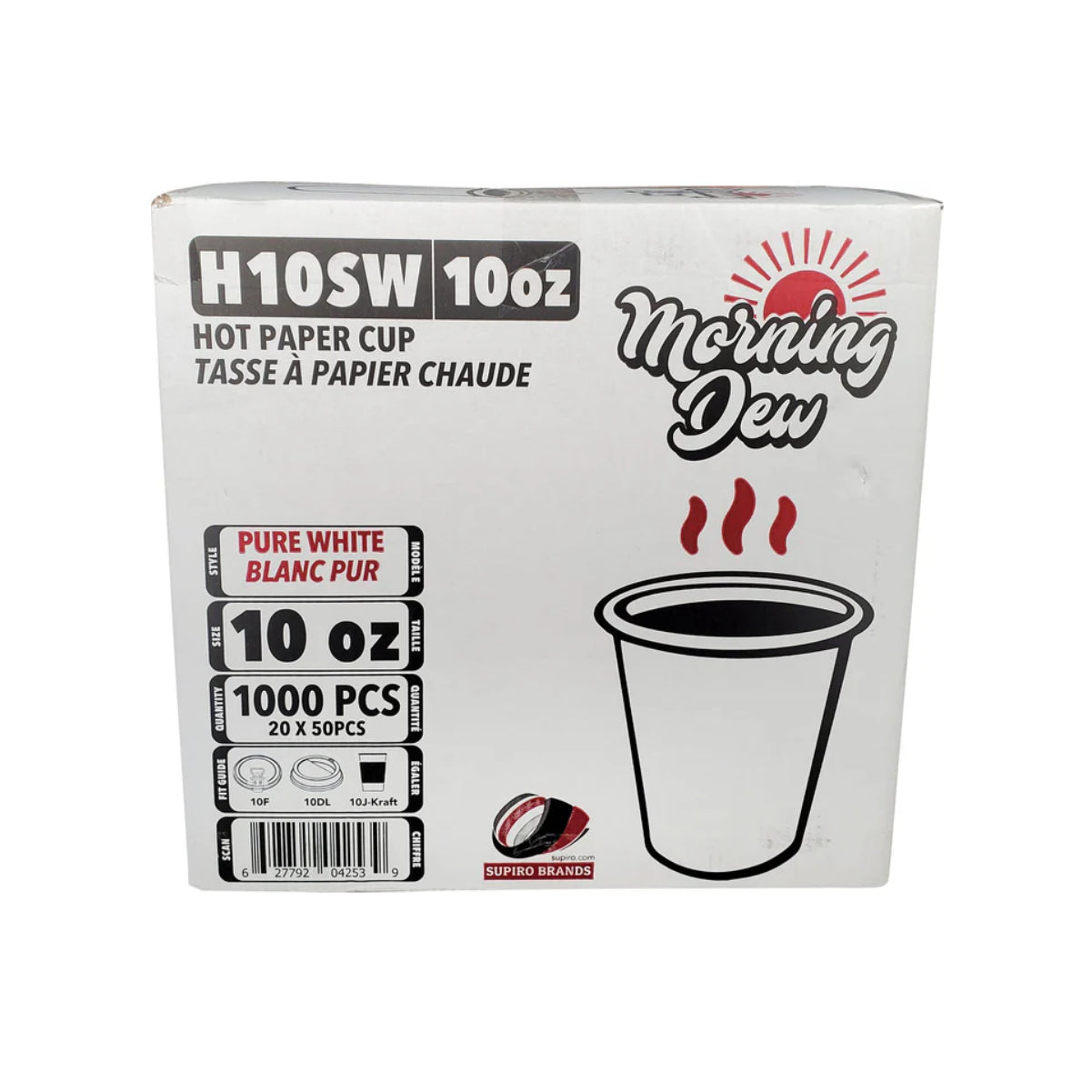 Morning Dew 10 oz Squat Hot Paper Cups (White) - H10SW