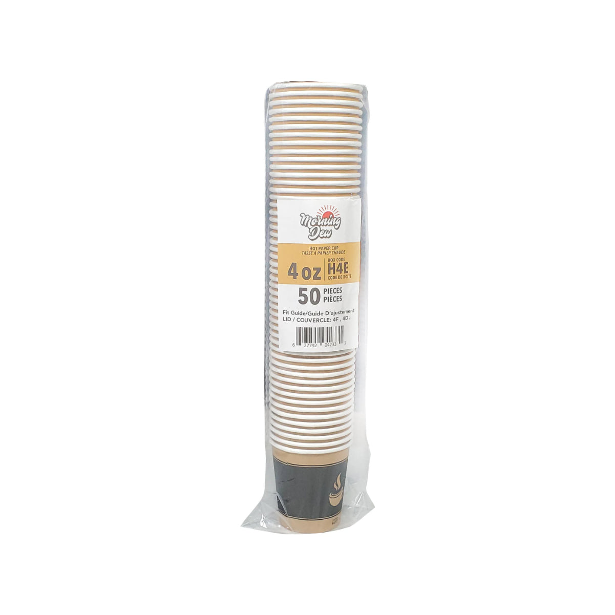 Gobelets en papier pour boissons chaudes Morning Dew de 4 oz (imprimé ébène) - H4E