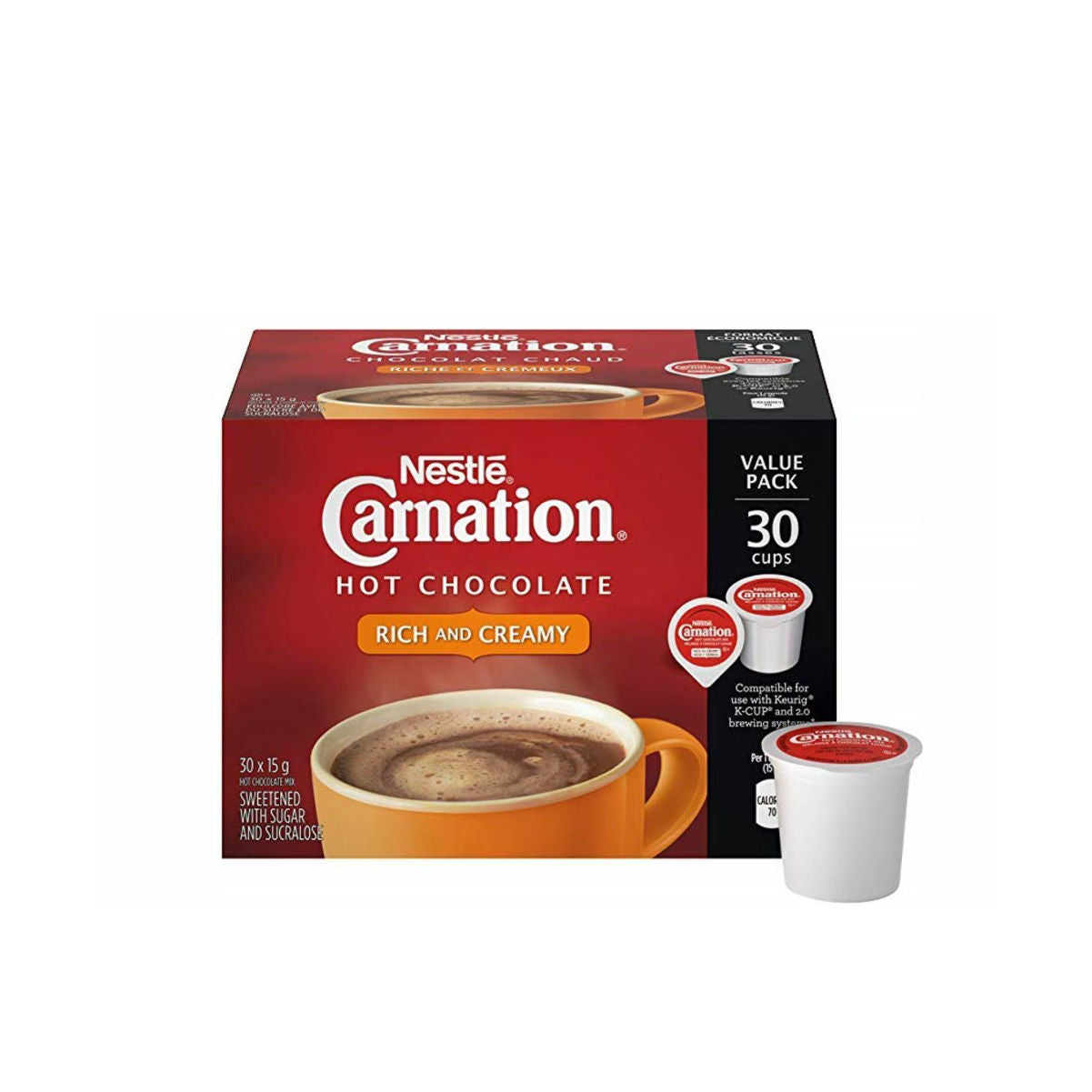 Capsules de café individuelles au chocolat chaud Nestlé Carnation (paquet de 30)