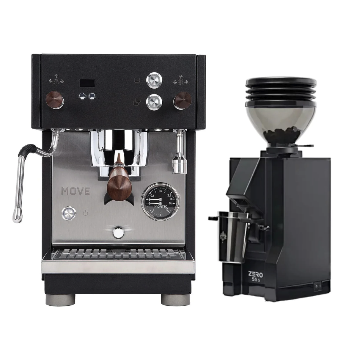 Profitec Move (Black) & Eureka Zero 55S (Black) Espresso Machine + Grinder Bundle