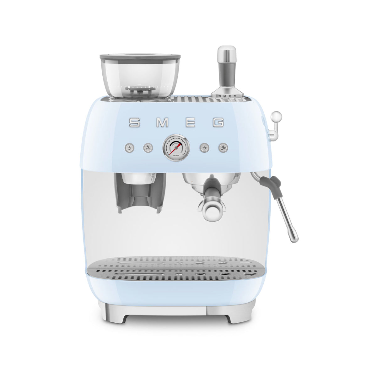 Smeg Manual Semi Automatic Espresso Machine With Grinder EGF03PBUS (Pastel Blue)
