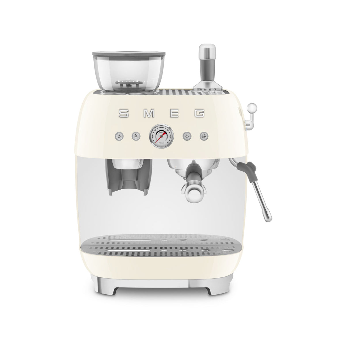 Smeg Manual Semi Automatic Espresso Machine With Grinder EGF03CRUS (Cream)