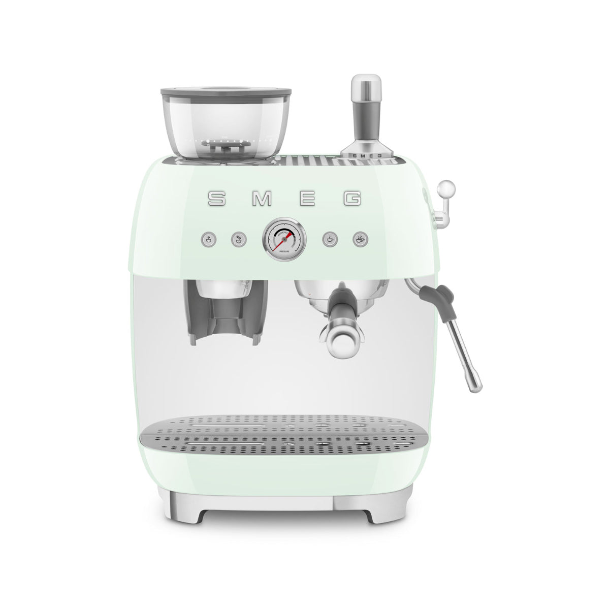 Smeg Manual Semi Automatic Espresso Machine With Grinder EGF03PGUS (Pastel Green)