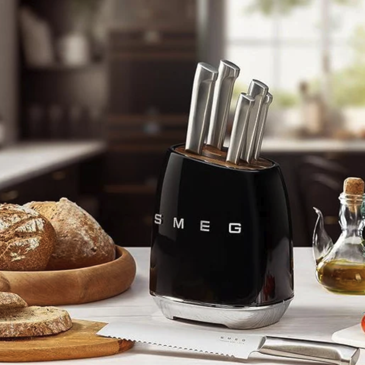 Smeg Retro-Style Knife Block with Knives KBSF01BL (Black)