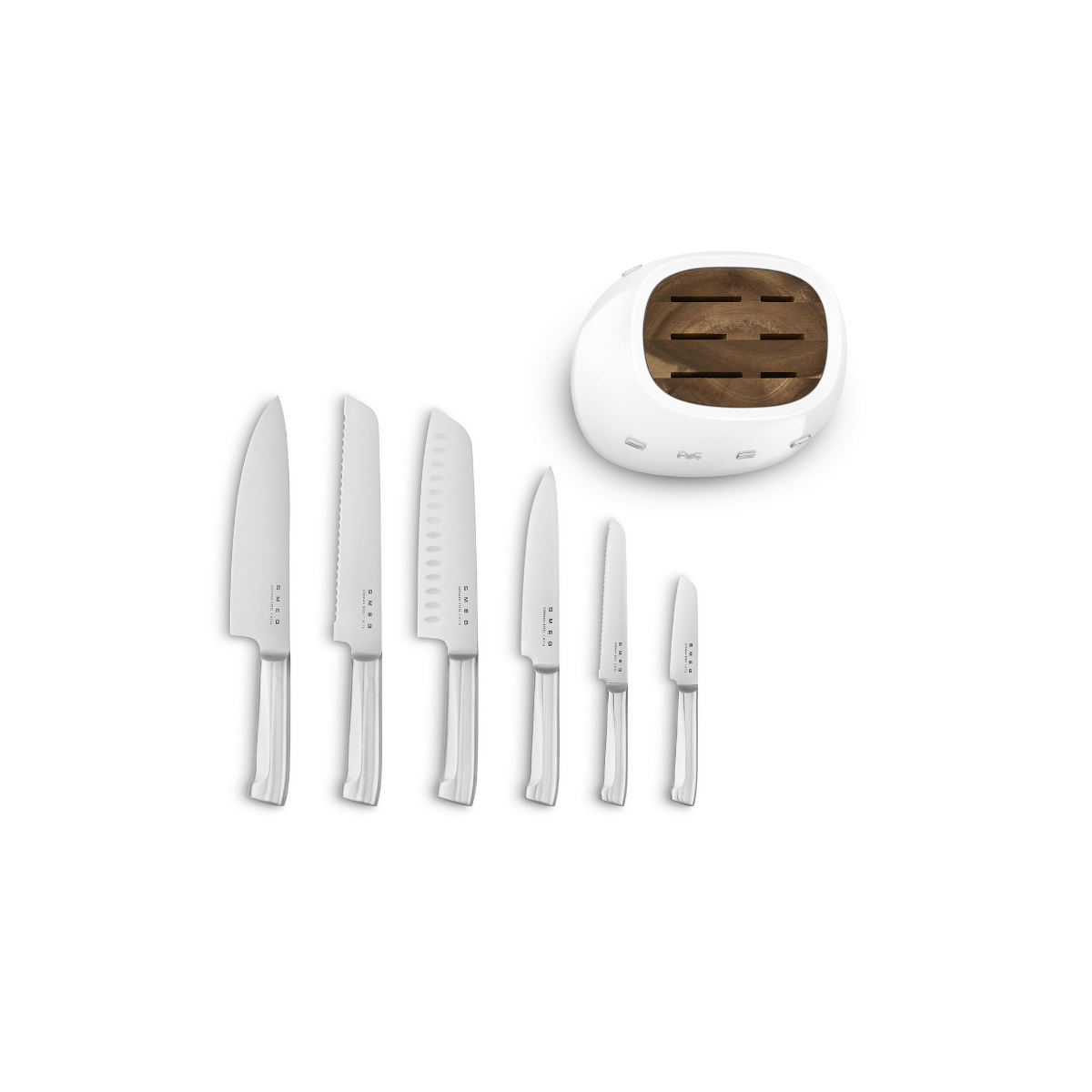 Smeg Retro-Style Knife Block with Knives KBSF02WH (White)