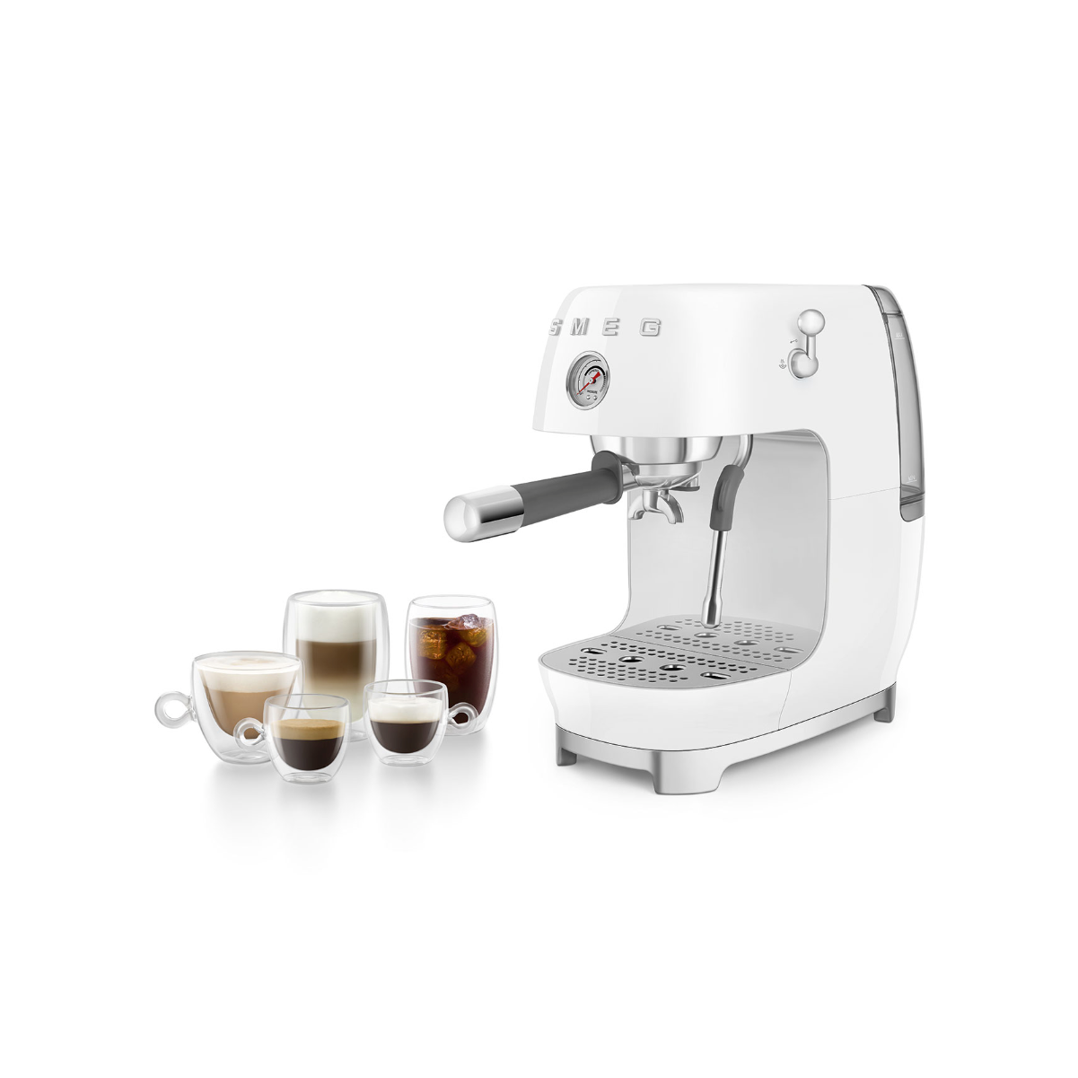 Smeg Manual Espresso Coffee Machine with Cold Brew ECF03WHUS (White)