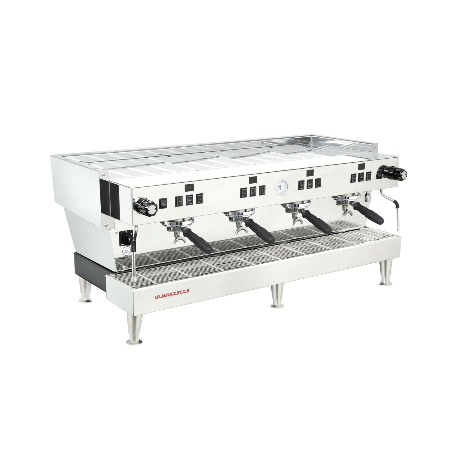 La Marzocco Linea Classic S four group commercial espresso machine, three-quarter front view