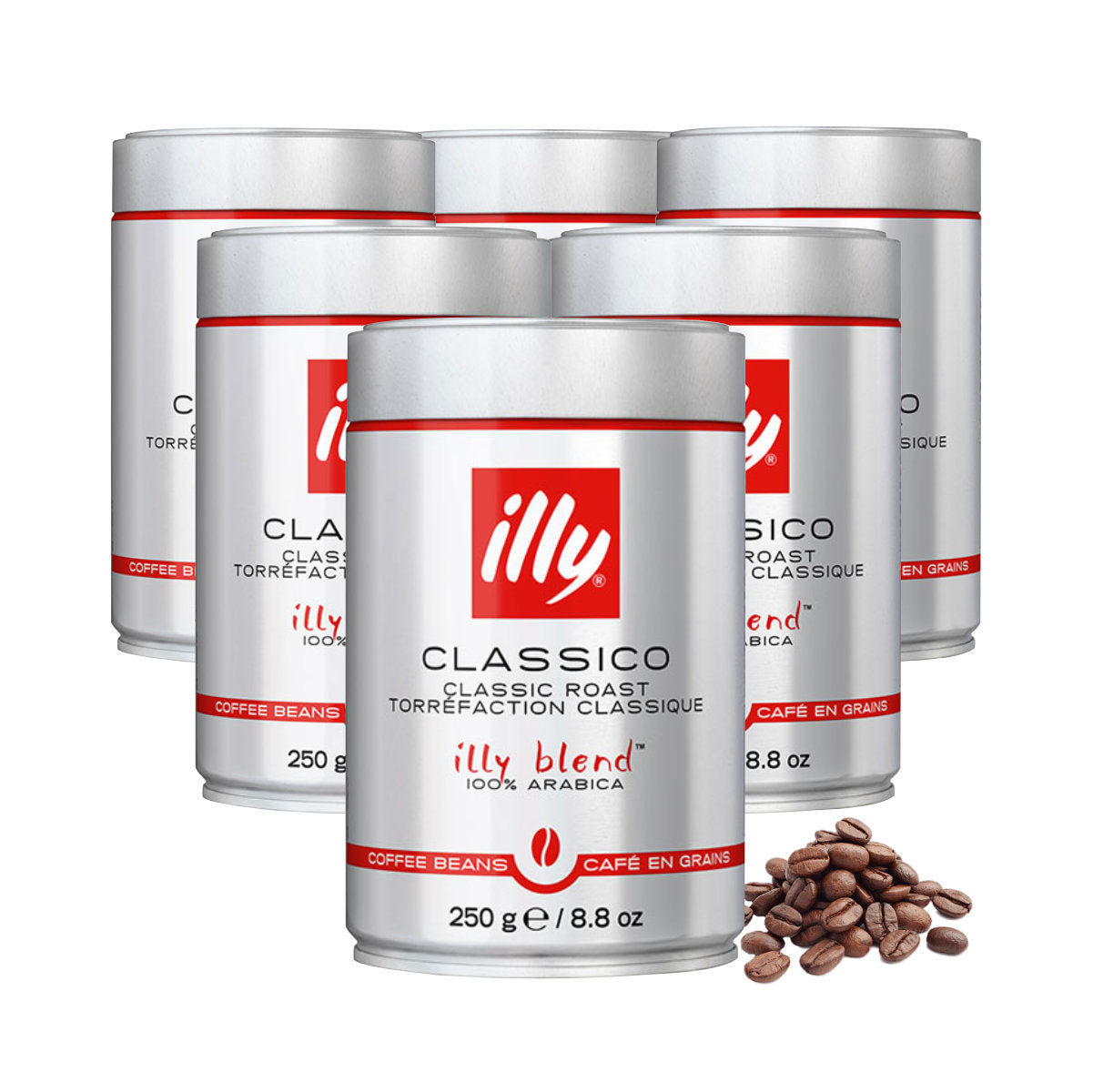 illy Classico Whole Bean Coffee - Medium Roast (250g x 6 pieces)