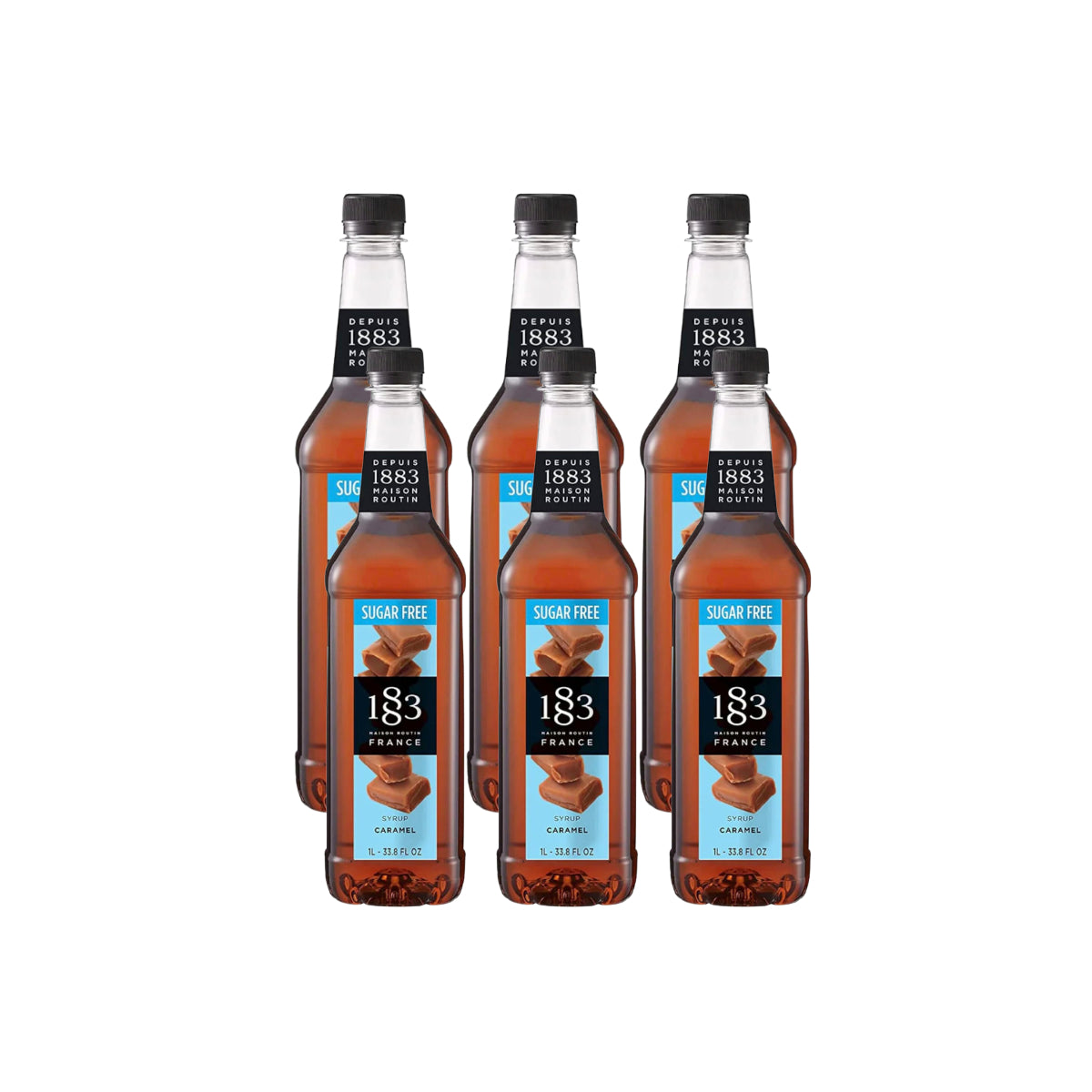 1883 Sugar Free Caramel Syrup (1L/33.8oz x 6 Bottles)