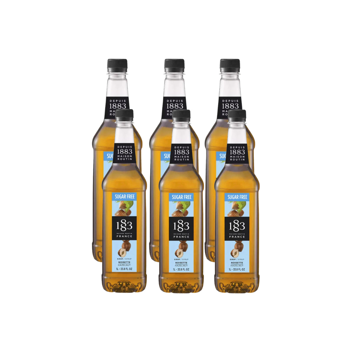 1883 Sugar Free Hazelnut Syrup (1L/33.8oz x 6 Bottles)