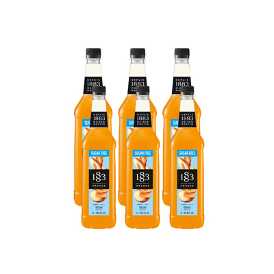 1883 Sugar Free Peach Syrup (1L/33.8oz x 6 Bottles)