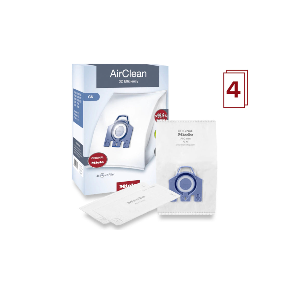 Miele AirClean 3D Efficiency GN Dust Bags (4-PK)