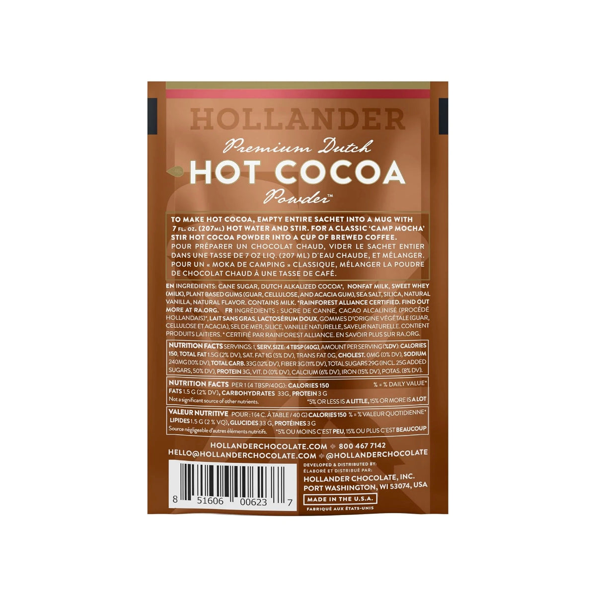 Hollander Premium Dutched Hot Cocoa Single Serve Packets โ The Kitchen ...