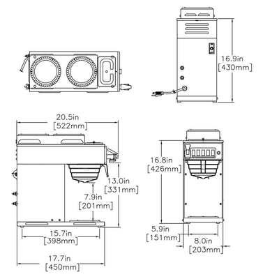 BUNN - 12 Cup Automatic Coffee Brewer Dual Volt w 3 Warmers (CWTF-DV-3T)