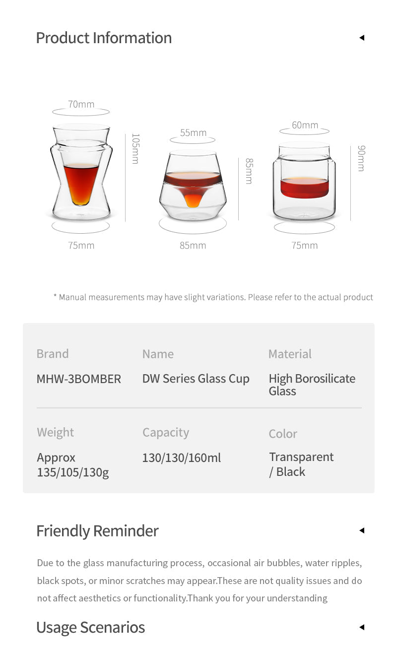 MHW-3BOMBER DW Series Kruve Glass Cup (Transparent)