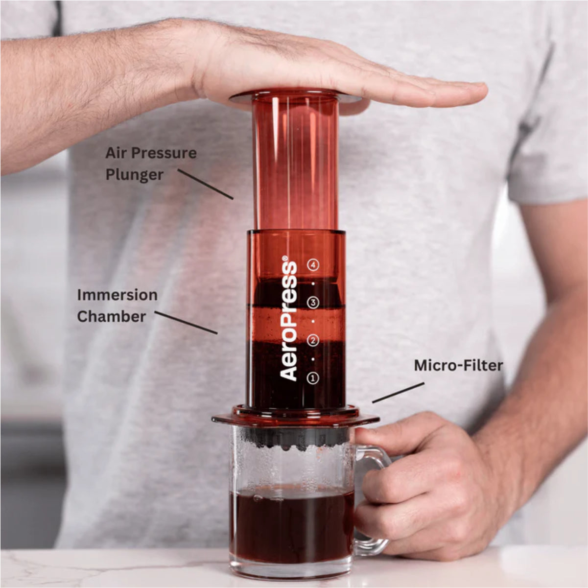 AeroPress Clear Coffee Maker (Red)