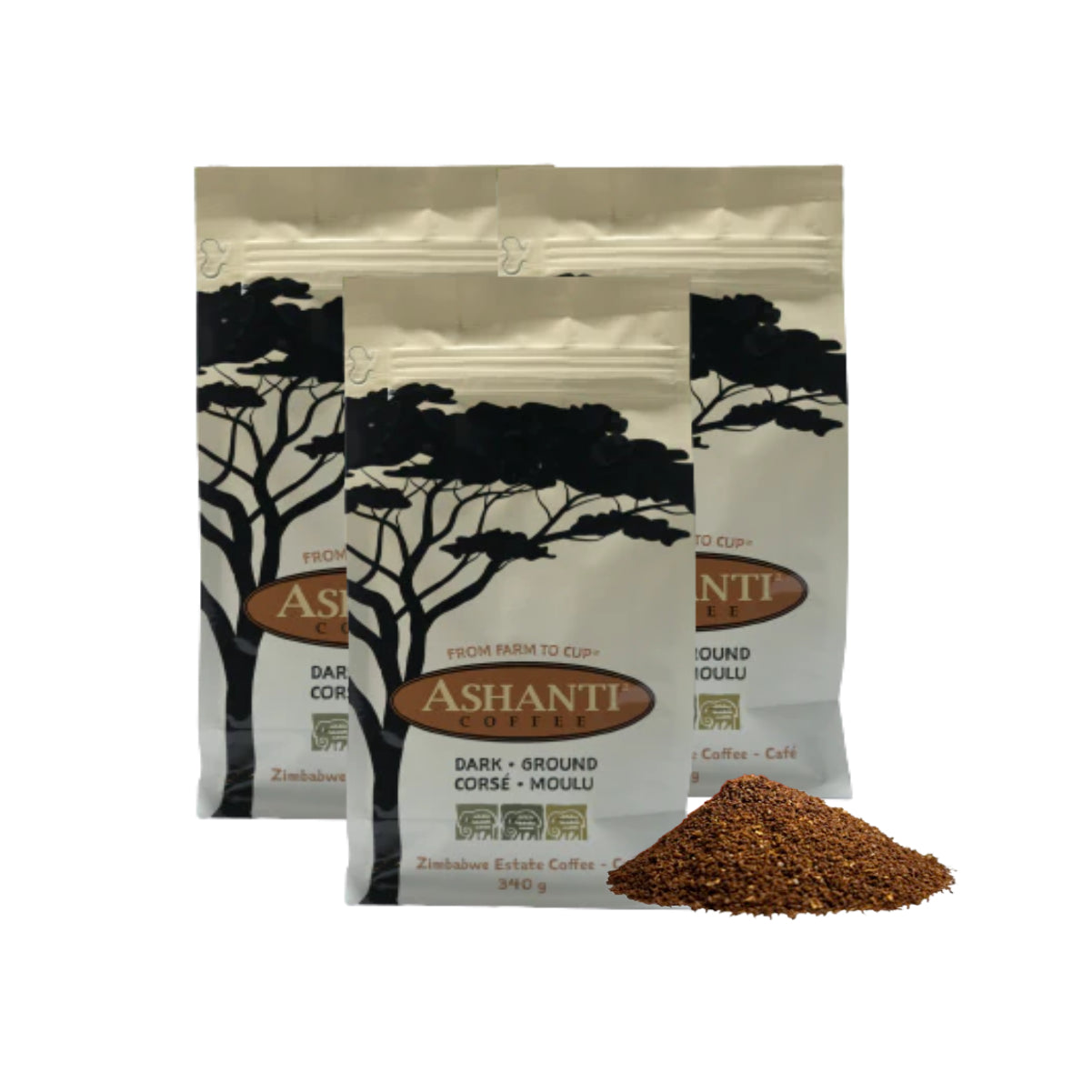 Ashanti Dark Roast Ground Coffee (340g x 3)