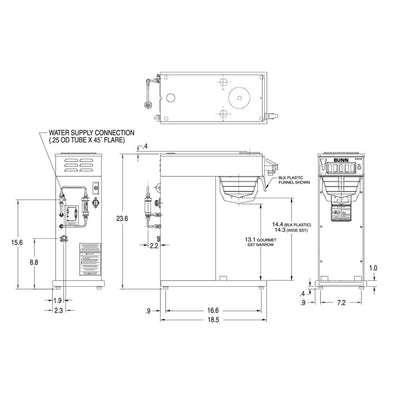 BUNN – Axiom Airpot Coffee Brewer Dual Volt w/ Gourmet Funnel