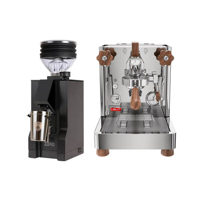 Lelit Bianca V3 Espresso Machine (Stainless Steel) & Eureka Zero Grinder w/Black Spout (Matte black)