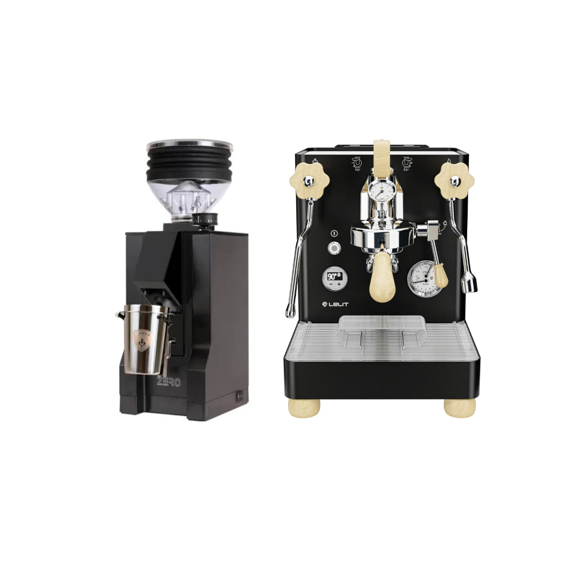 Zero Glander Machine Lelit Bianca V3 Espresso Machine & Eureka Zero Grinder w/Black Spout ...