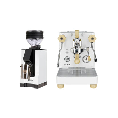 Lelit Bianca V3 Espresso Machine & Eureka Zero Grinder w/Black Spout (White)