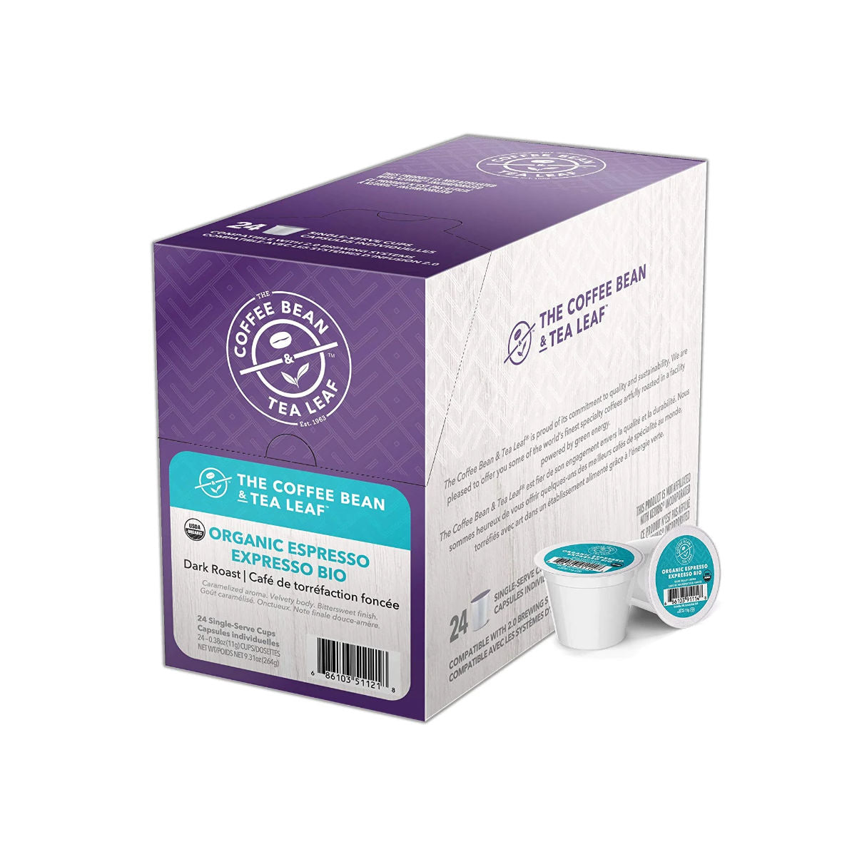 Coffee Bean & Tea Leaf Organic Espresso Single Serve Coffee Pod (Pack of 24)