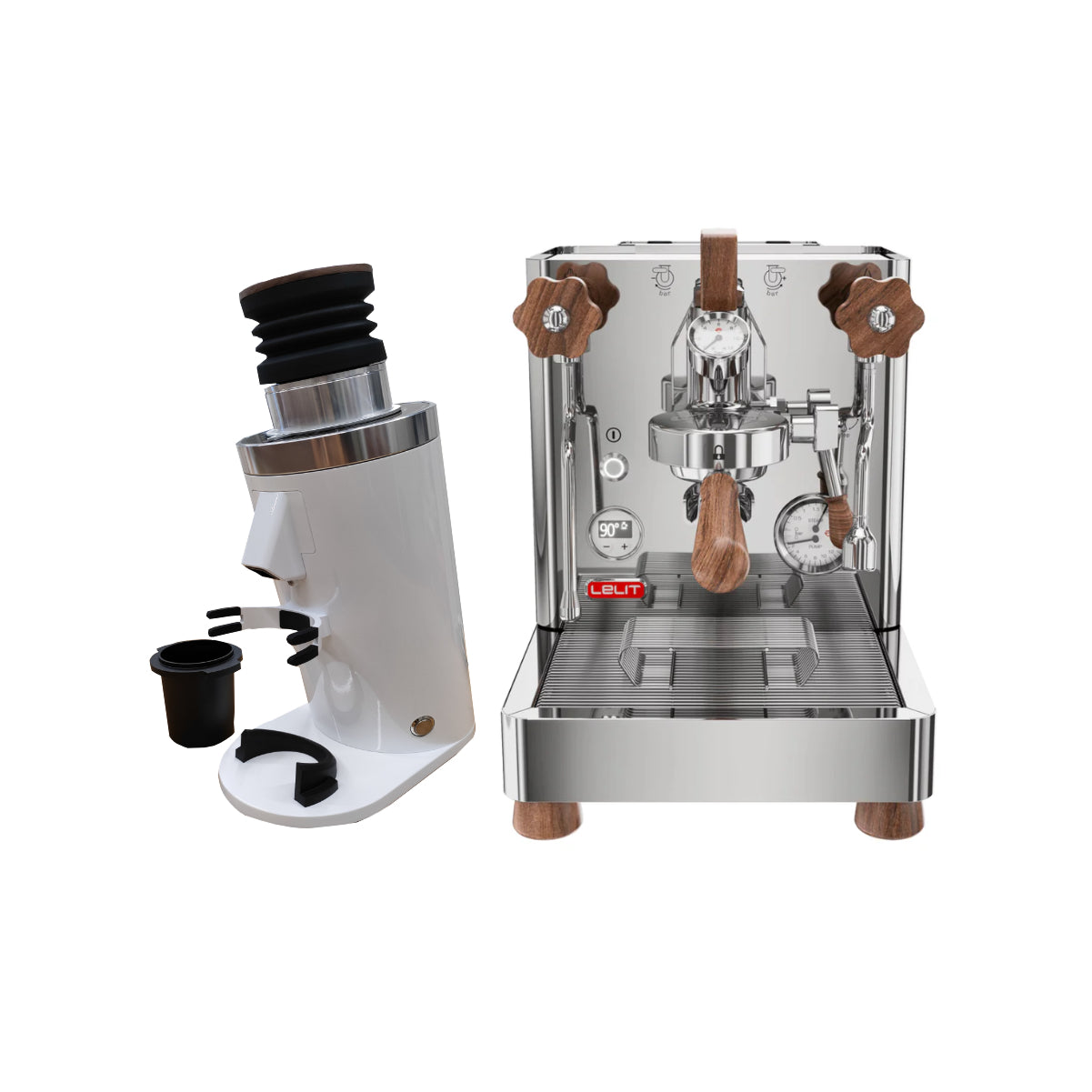 Lelit Bianca V3 Espresso Machine (Stainless Steel) and DF64 Gen 2 DLC Burrs Grinder (White) - Bundle