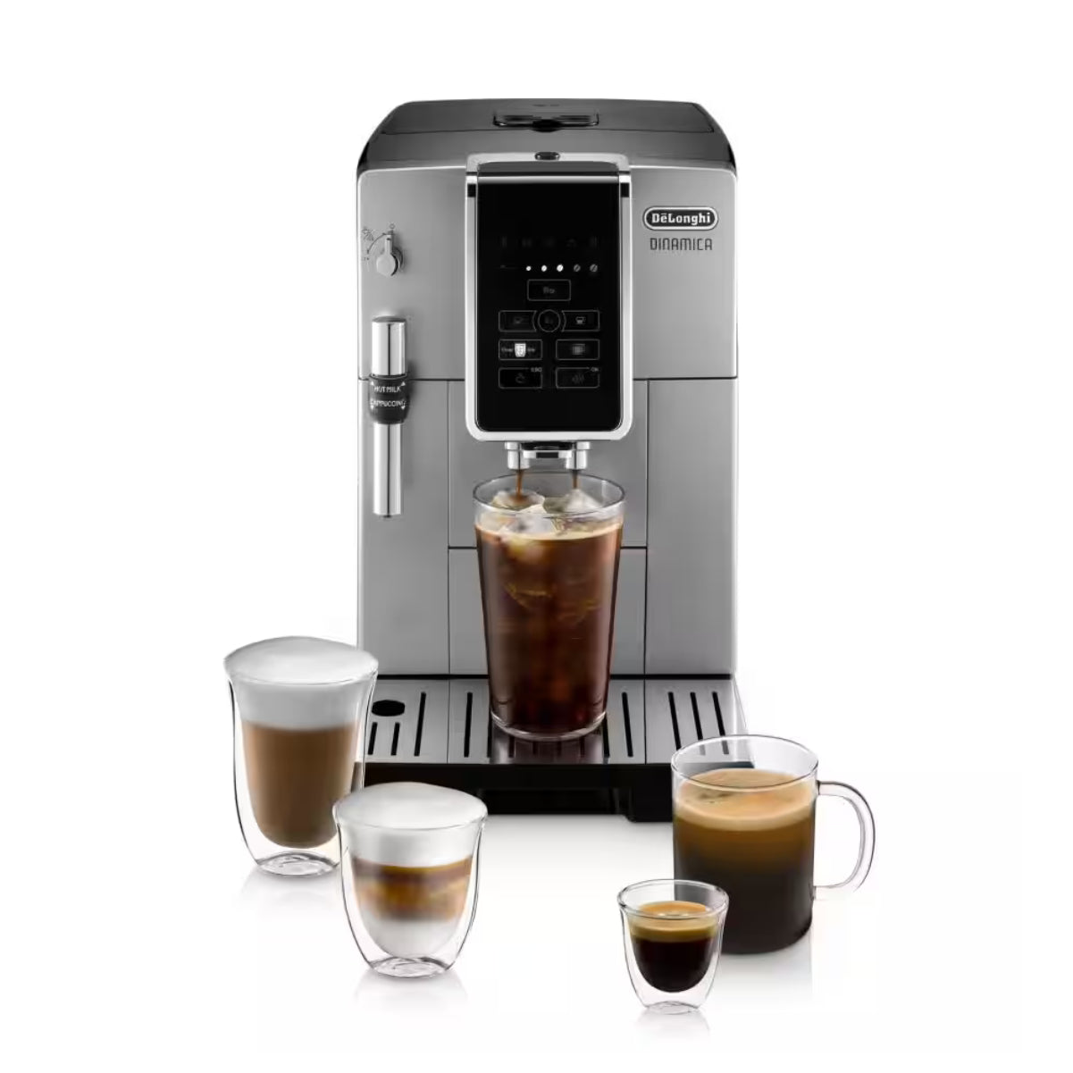 De'Longhi Dinamica with Adjustable Frothing Wand Automatic Coffee & Espresso Machine (Silver) - ECAM35025SB