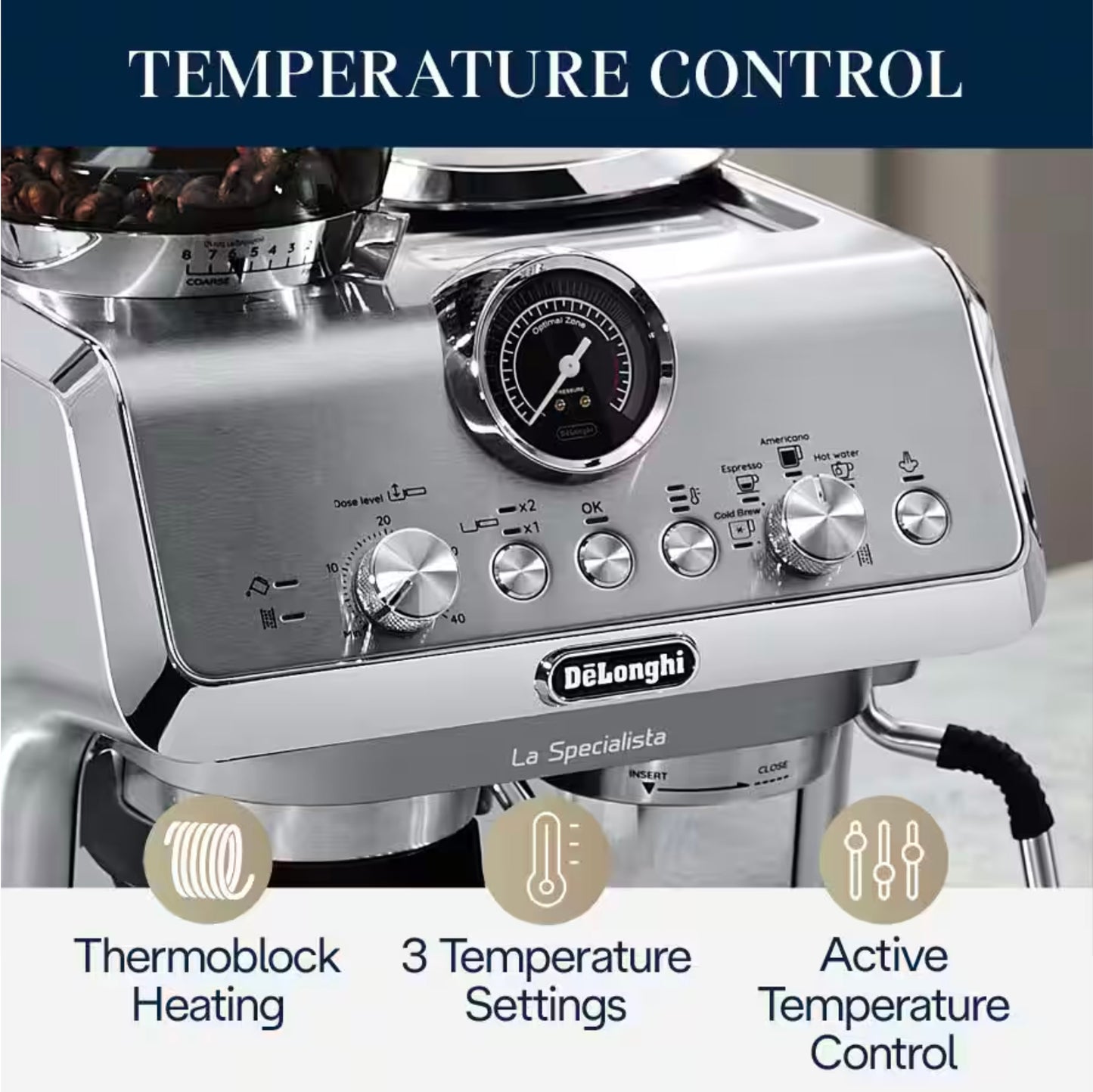 De'Longhi La Specialista Arte Evo Semi-Automatic Espresso Machine with Cold Brew (Metal) - EC9255M
