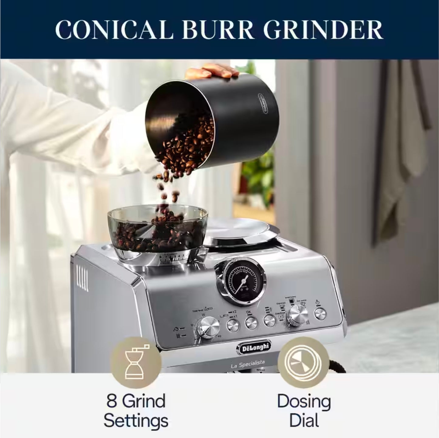De'Longhi La Specialista Arte Evo Semi-Automatic Espresso Machine with Cold Brew (Metal) - EC9255M