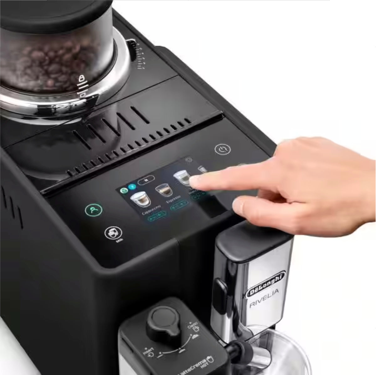 De'Longhi Rivelia Super Automatic Espresso Machine with Removable Bean Hopper And Latte Crema (EXAM44055B - Onyx Black)