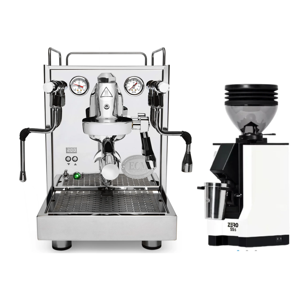ECM Mechanika Max (Stainless) & Eureka Zero 55S (White) Espresso Machine + Grinder Bundle