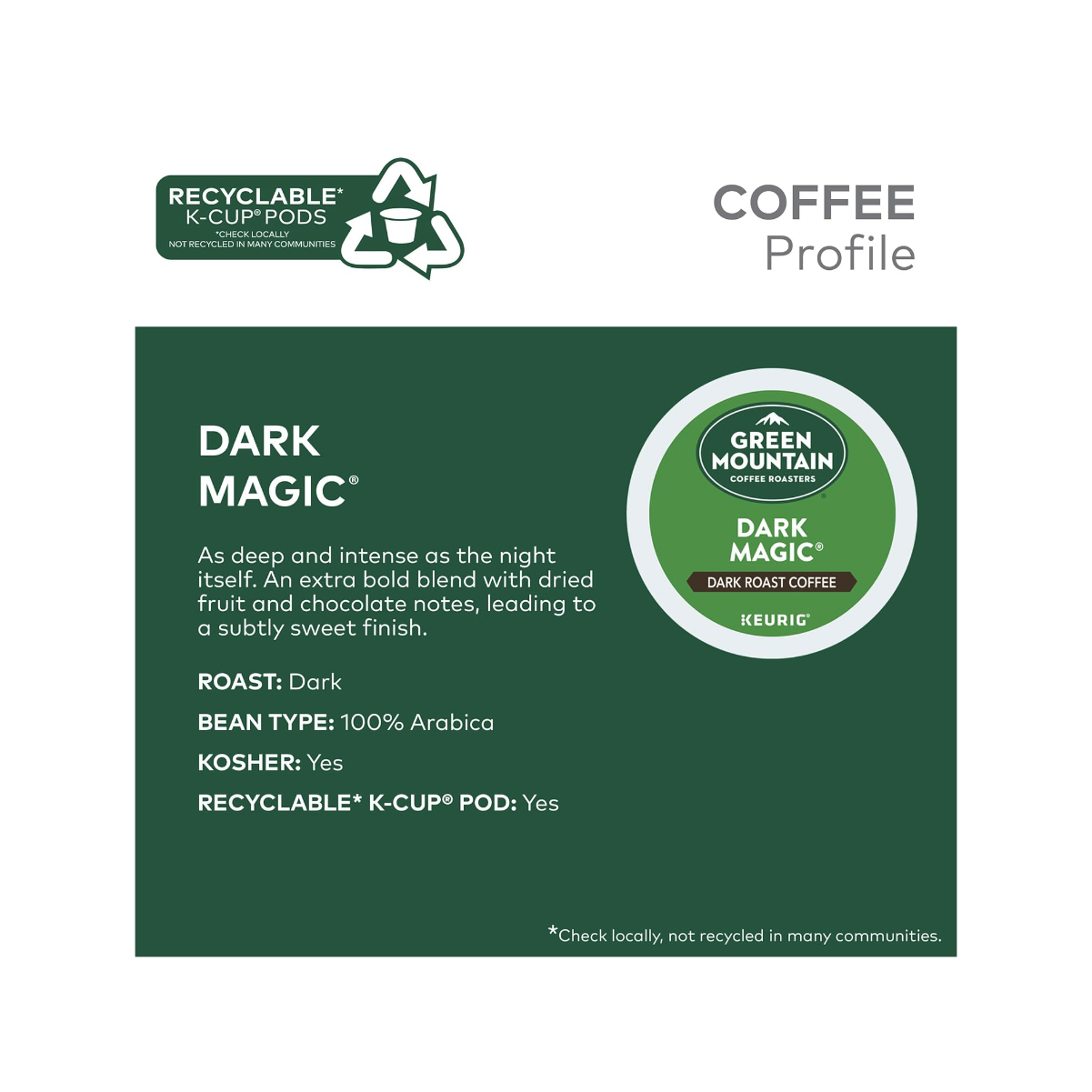 Green Mountain Dark Magic Keurig® K-Cup® Pods (Best Before June 13th, 2025)