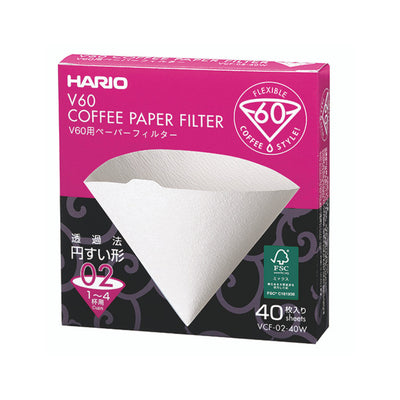 HARIO V60-02 Filters (40-Pack) (White)