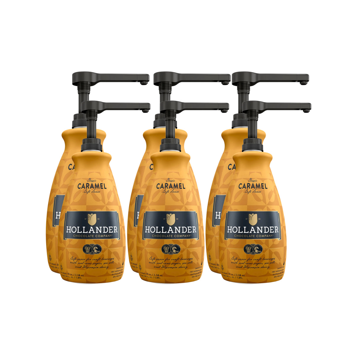 HOLLANDER Classic Caramel Cafe Sauce 64oz (Pack of 6)