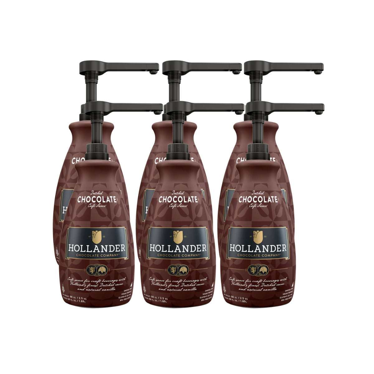 HOLLANDER Dutched Chocolate Cafe Sauce 64oz (Pack of 6)