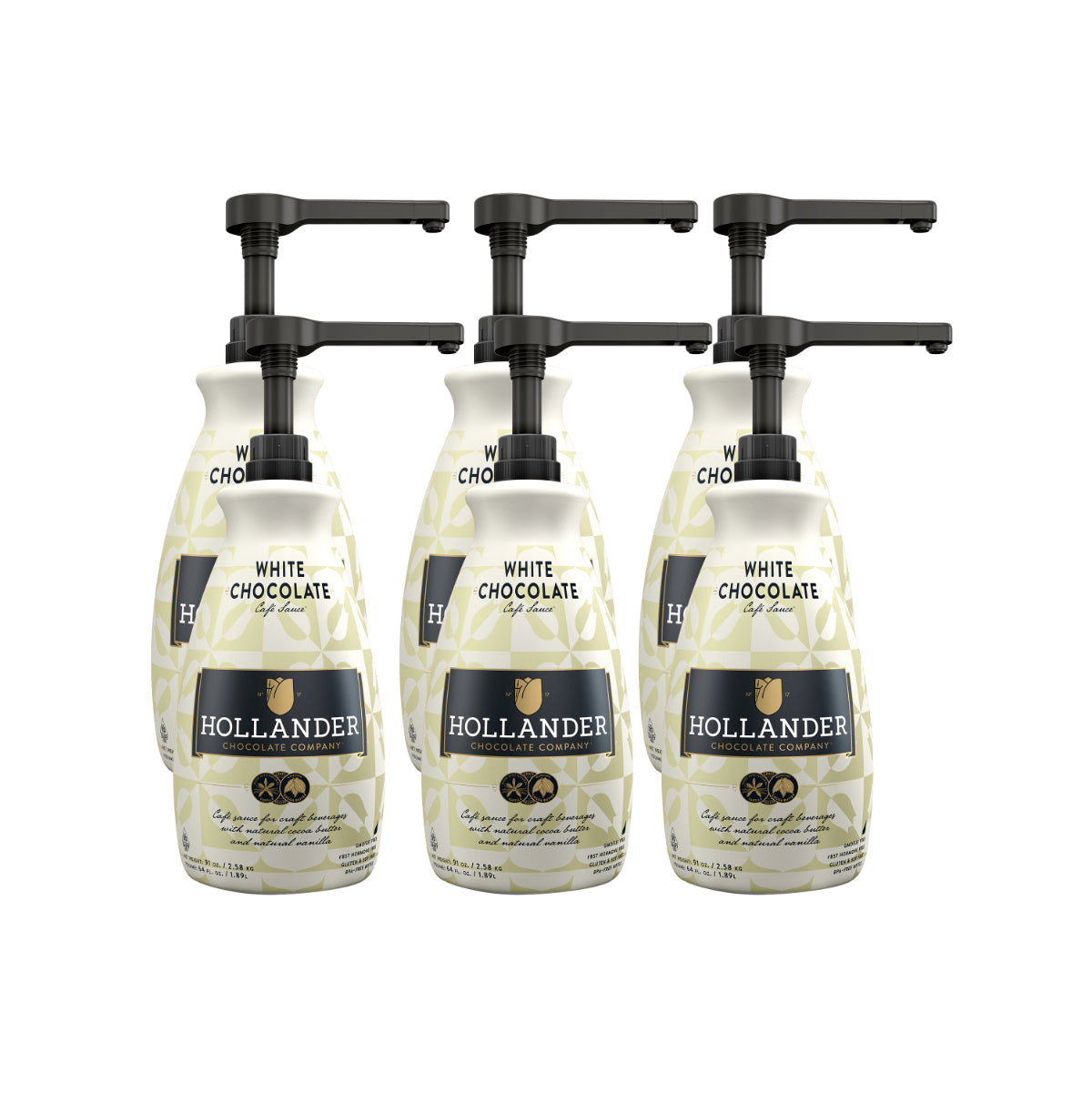 HOLLANDER White Chocolate Cafe Sauce 64oz (Pack of 6)