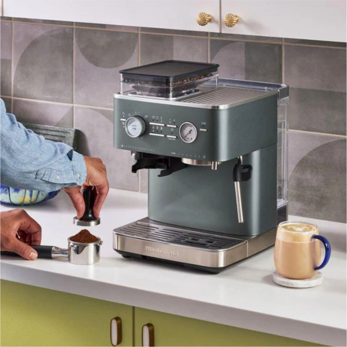 KitchenAid Semi Automatic Espresso Machine With Burr Grinder - KES6551JP (Juniper)