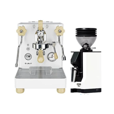 Lelit Bianca (White) & Eureka Zero 55S (White) Espresso Machine + Grinder Bundle
