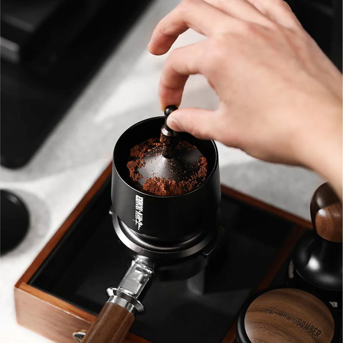 MHW-3BOMBER Espresso Coffee Powder Dosing Funnel (Black)