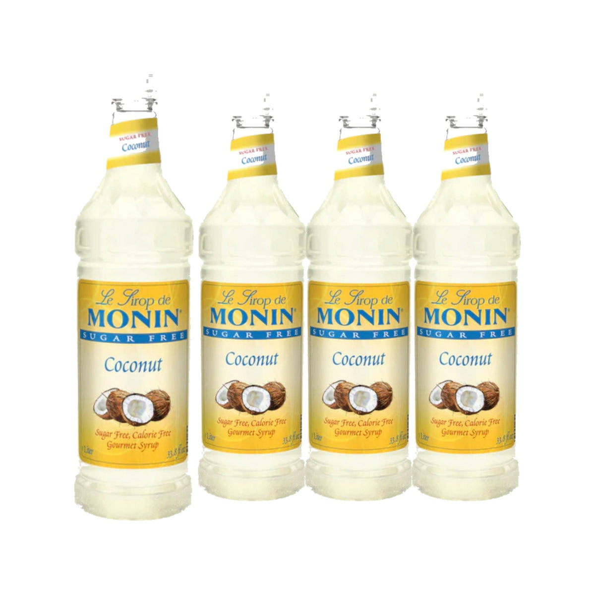 Monin Sugar Free Coconut Syrup 1L Plastic Bottle, case of four 1L bottles
