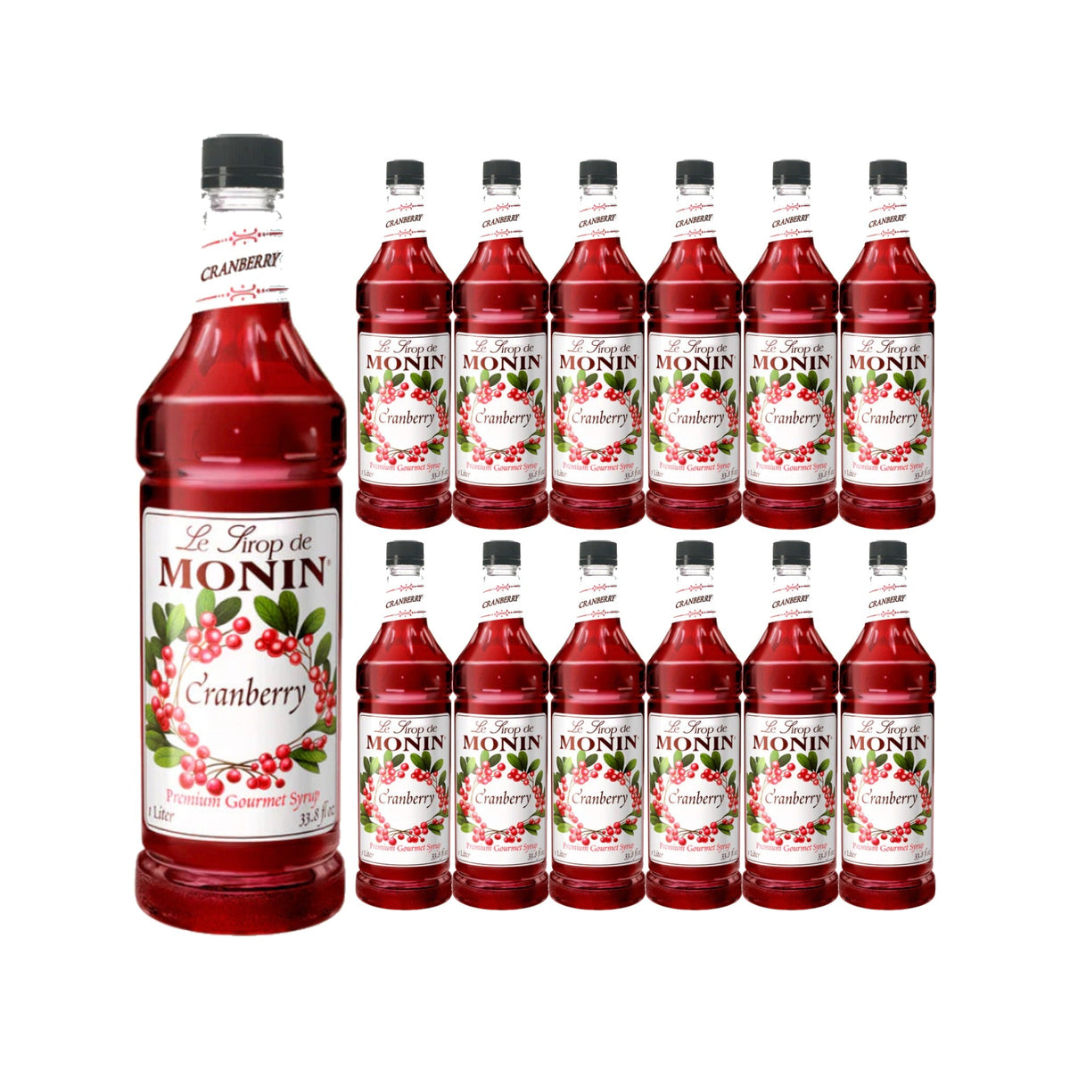 Monin Cranberry Syrup 750ML Glass Bottle, case of 12 bottles