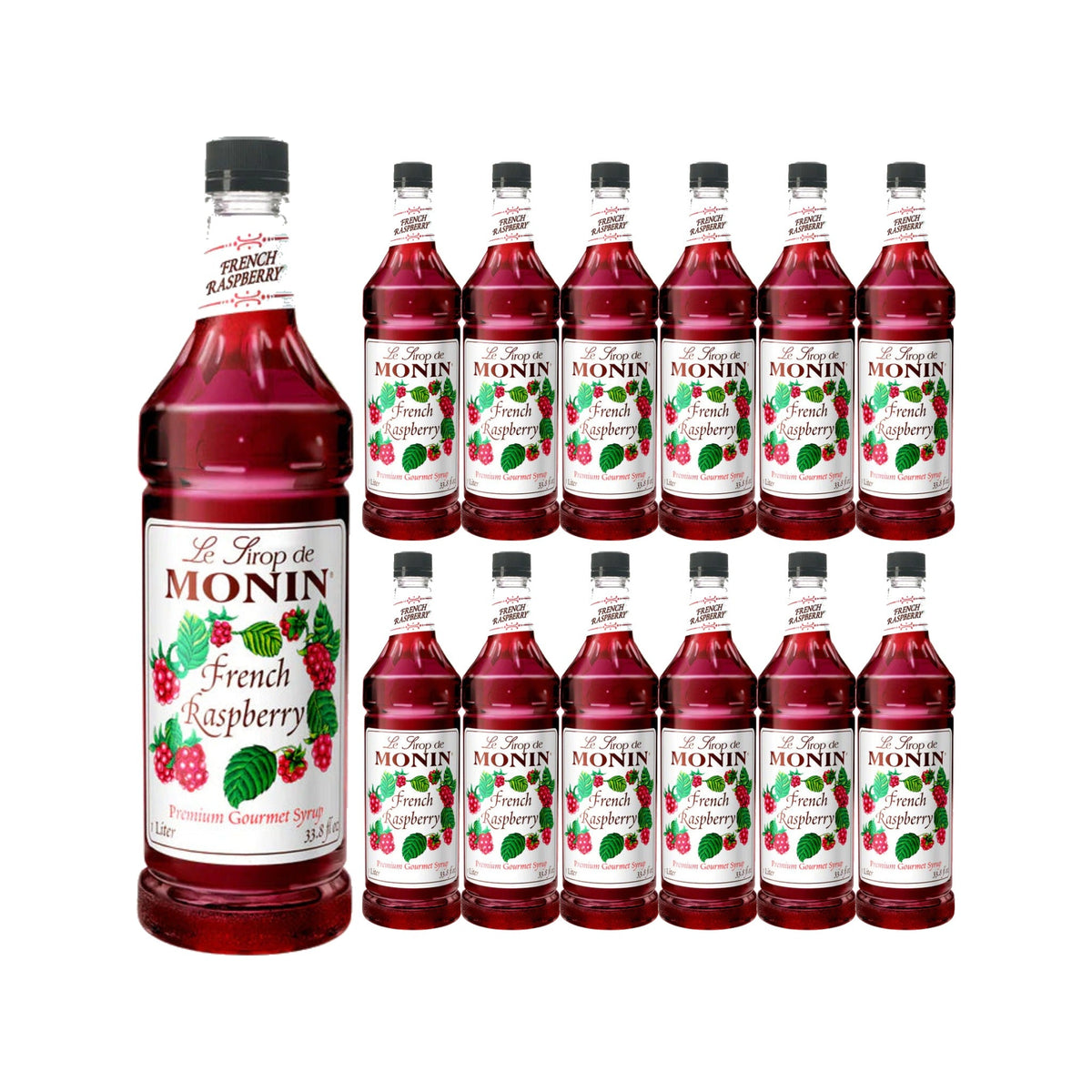 Monin French Raspberry Syrup 750ML Glass Bottle, case of 12 bottles
