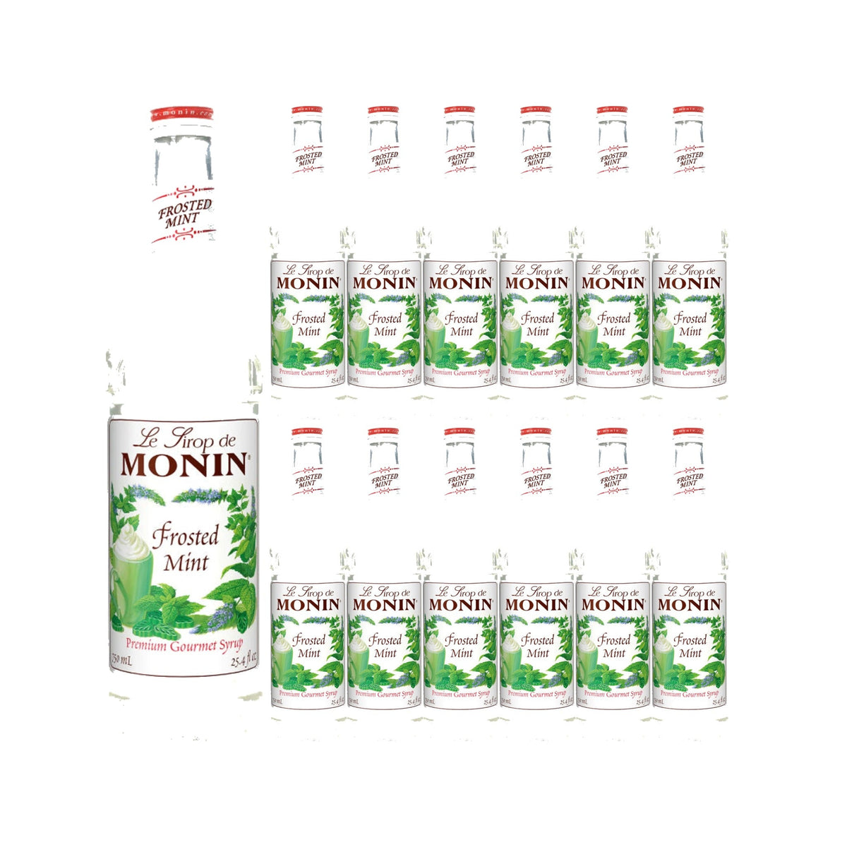 Monin Frosted Mint Syrup 750ml Glass Bottle, case of 12 bottles