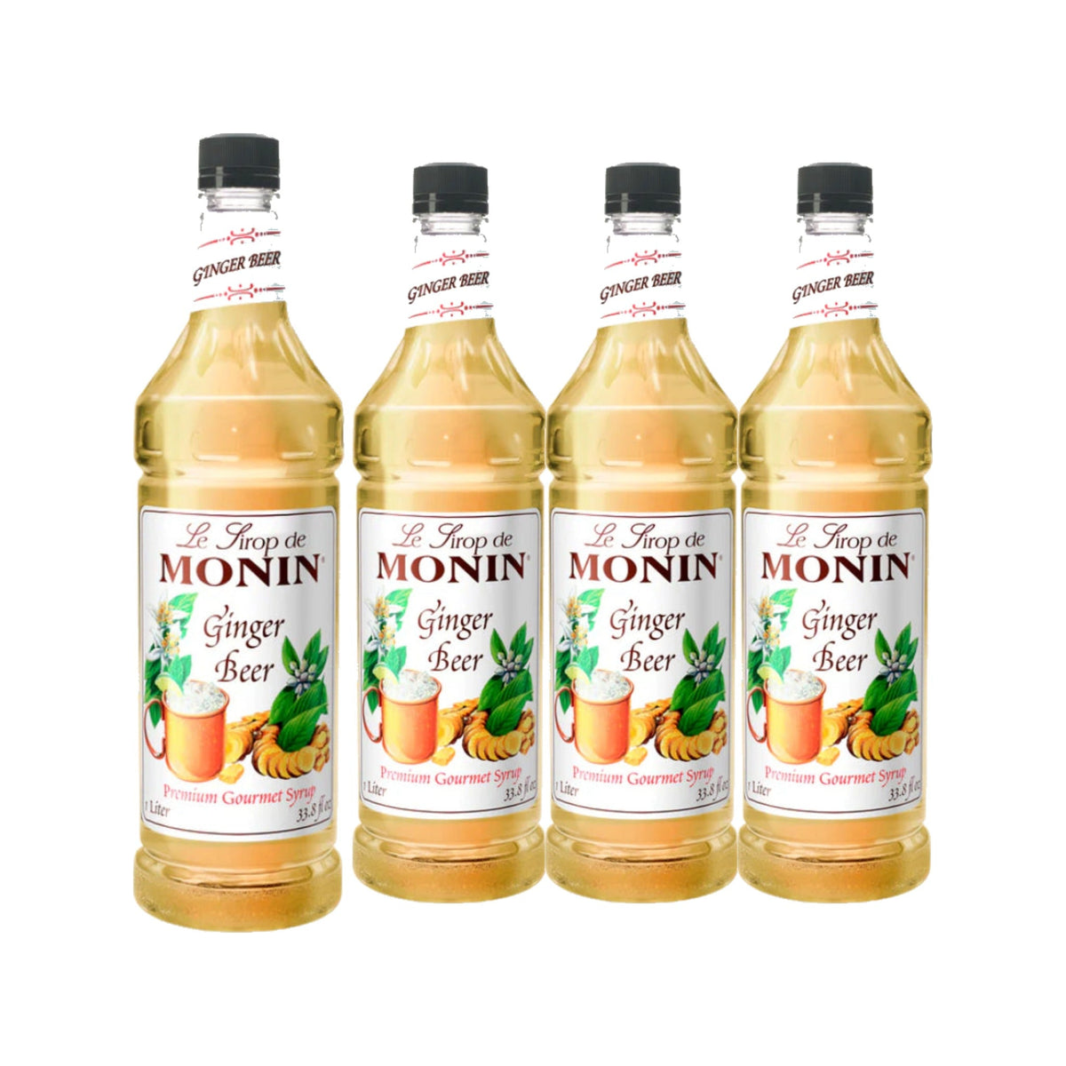 Monin Ginger Beer Syrup 1L Plastic Bottle, case of four 1L bottles