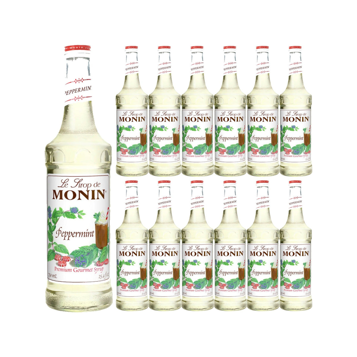 Monin Peppermint Syrup 750ml Glass Bottle, case of 12 bottles